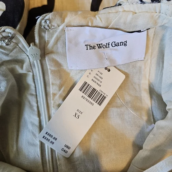 The Wolf Gang Mirador Linen Mini Dress, Vintage Black & Ivory Pattern, XS - Picture 14 of 14